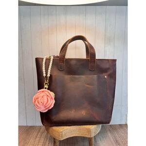 Crochet Bag Charm Crochet Pearl Light Pink Rose Charm Pearl Wristlet Flower